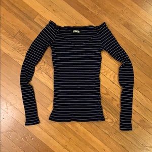 reformation striped and ribbed long sleeve top